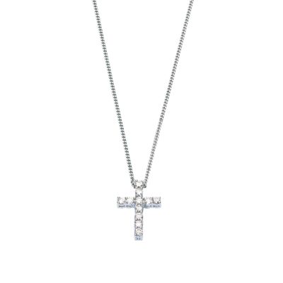Platinum quarter carat diamond cross pendant - Product number 3486559