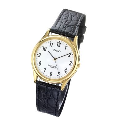 sekonda men's blue dial black rubber strap watch