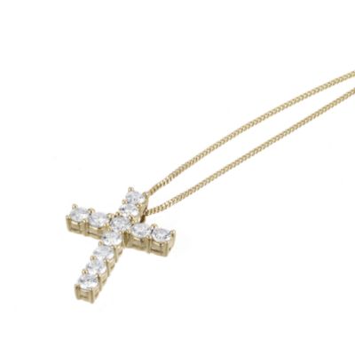 Unbranded 18ct yellow gold one carat diamond crucifix