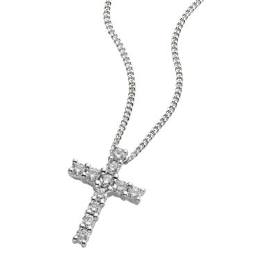 9ct white gold quarter carat cross diamond pendant - Product number 3524868