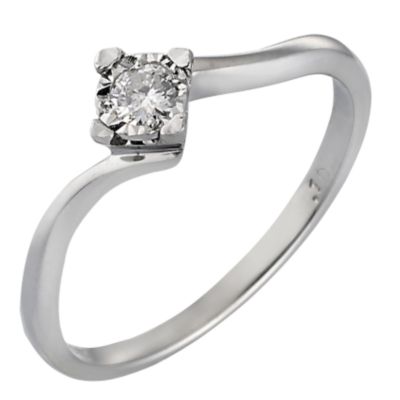 9ct White Gold Diamond Solitaire Ring - Product number 3528243
