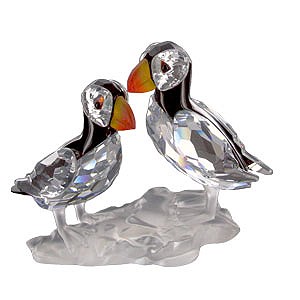 Silver Crystal Feathered Friends - Puffins
