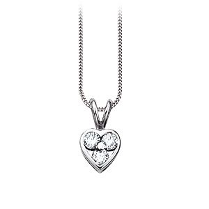 View 0.06 Ct Diamond Heart Drop Necklace In 9 Carat White Gold