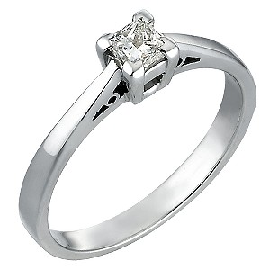 18ct White Gold 1/3 Carat Princess Cut Diamond Solitaire Ring