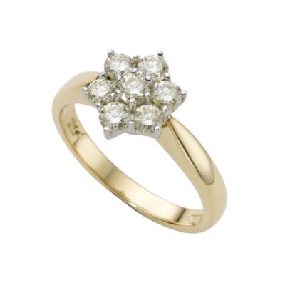 18ct gold three quarter carat diamond cluster ring - Product number 3532518