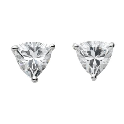 9ct white gold cubic zirconia trilliant stud earrings - Product number 3533352
