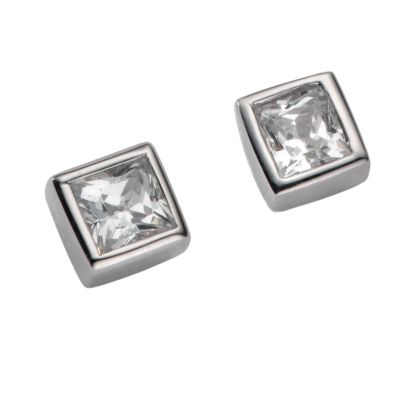 9ct white gold cubic zirconia mini cube earrings - Product number 3533379