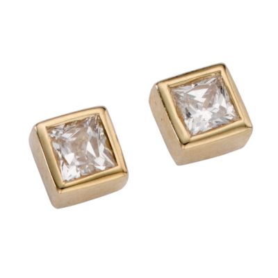 9ct gold cubic zirconia mini cube earrings