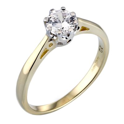 9ct Gold Cubic Zirconia 1/2 Carat Look Solitaire Ring