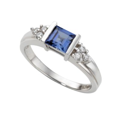 9ct white gold created sapphire and diamond ring