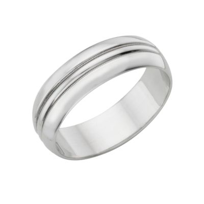 Men's 9ct white gold 6mm patterned wedding ring - Product number 3537730