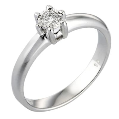 9ct White Gold 1/10 Carat Diamond Solitaire Ring