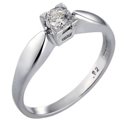 9ct White Gold Diamond Solitaire Ring