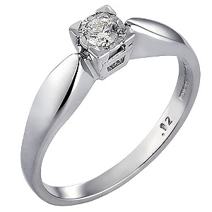 Unbranded 9ct White Gold 0.12 Carat Diamond Solitaire Ring