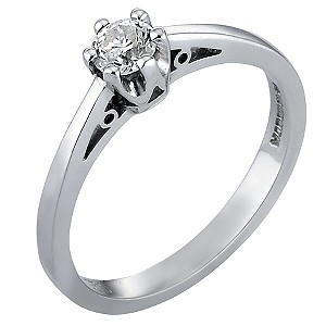 Unbranded 9ct White Gold 1/4 Carat Diamond Solitaire Ring