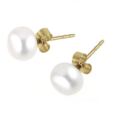 9ct gold cultured freshwater pearl 8mm stud earrings