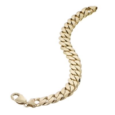 9ct Yellow Gold Bevelled Curb Bracelet - Product number 3543668