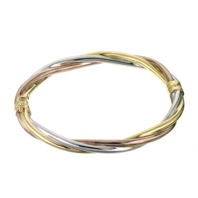 9ct Three Colour Gold Twist Bangle