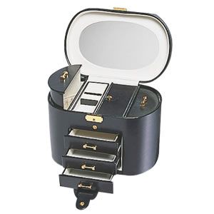 Classics - Black Leather Covered Jewellery Box