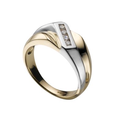 Men's 9ct two-colour gold diamond ring - Product number 3545563