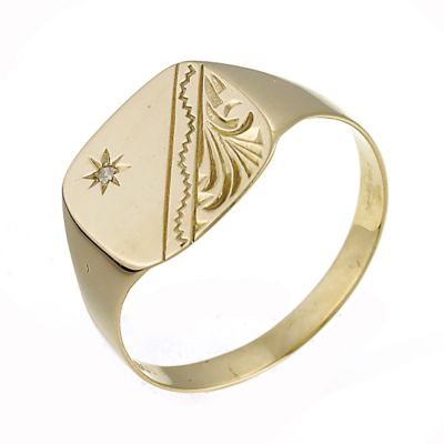 9ct Yellow Gold Engraved Pattern Ring - Product number 3546683