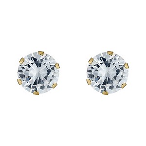 9ct Gold Cubic Zirconia Round Claw Set Stud Earrings