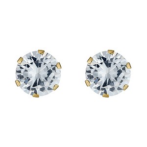 9ct Gold Cubic Zirconia Round Claw Set Stud Earrings