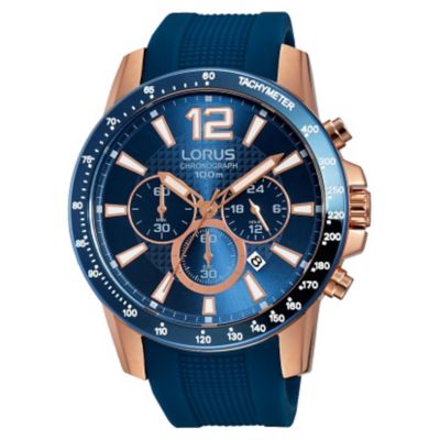 lorus men's blue dial chronograph watch