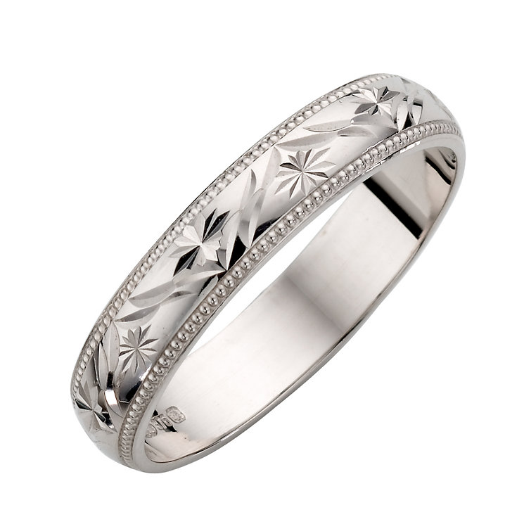 9ct White Gold Ladies' Patterned Wedding Ring H.Samuel