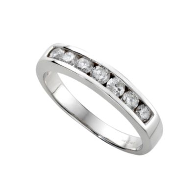 18ct white gold half carat diamond half-eternity ring