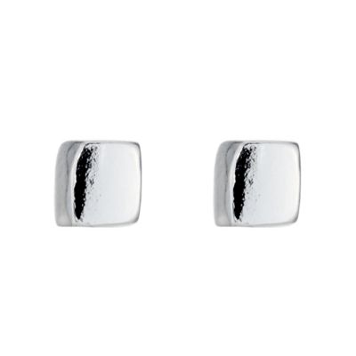 9ct White Gold Cube Stud Earrings