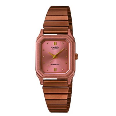 Casio Ladies' Square Dial Rose GoldPlated Bracelet Watch H.Samuel