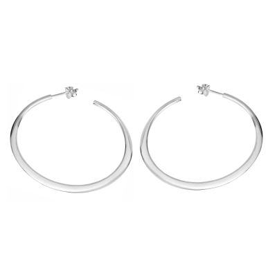 Large Flat 45mm Sterling Silver Hoop Earrings