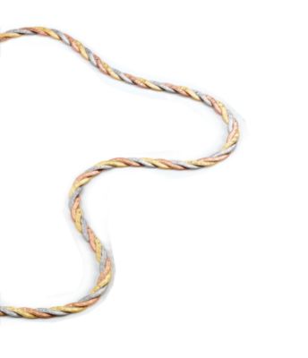 9ct Three Colour Gold 18`` Braided