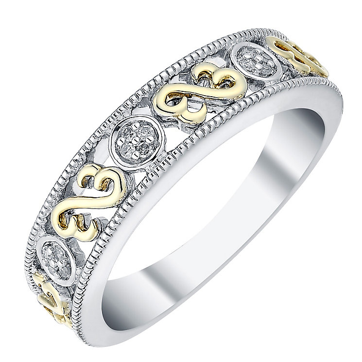 Open Hearts By Jane Seymour Silver & 9ct Gold Eternity Ring H.Samuel