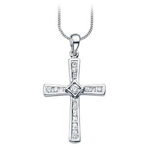 White Gold Cubic Zirconia Cross - Product number 3873102