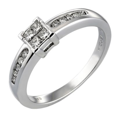 18ct White Gold 1/4 Carat Princessa Ring