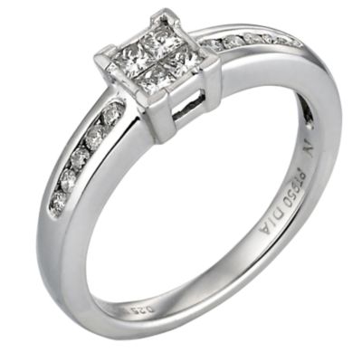 Platinum 1/4 Carat Princessa Diamond Ring