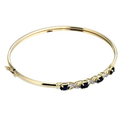 9ct Gold Sapphire & Diamond Bangle - Product number 3881512