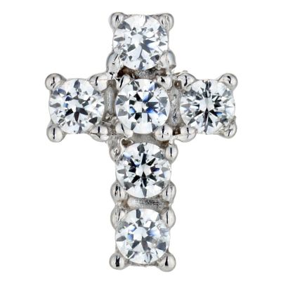 9ct White Gold Single Cubic Zirconia Cross Stud