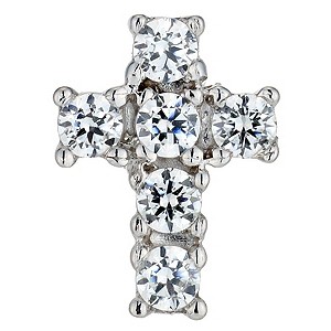 Unbranded 9ct White Gold Single Cubic Zirconia Cross Stud