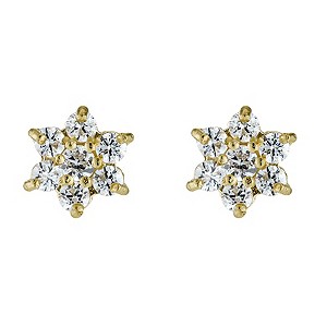 9ct gold Cubic Zirconia Star Shaped Stud Earrings