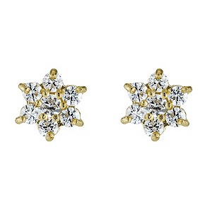 9ct Gold Cubic Zirconia Star Shaped Stud Earrings