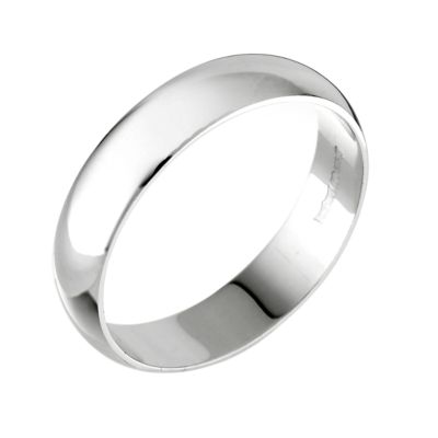 9ct white gold D shape extra heavy 5mm ring