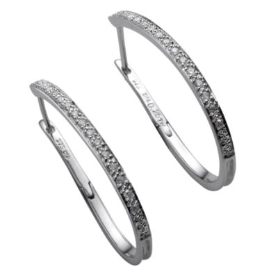 9ct white gold quarter carat diamond hoop earrings - Product number 3931633