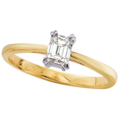 18ct gold half carat emerald cut certificated diamond ring