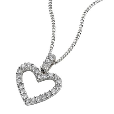 18ct white gold quarter carat heart diamond pendant - Product number 3935140