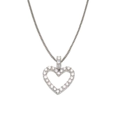 18ct white gold diamond heart pendant - Product number 3935159