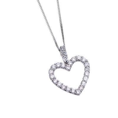 18ct white gold one carat diamond heart pendant - Product number 3935167