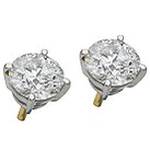 18ct two-colour gold one and a half carat diamond earrings